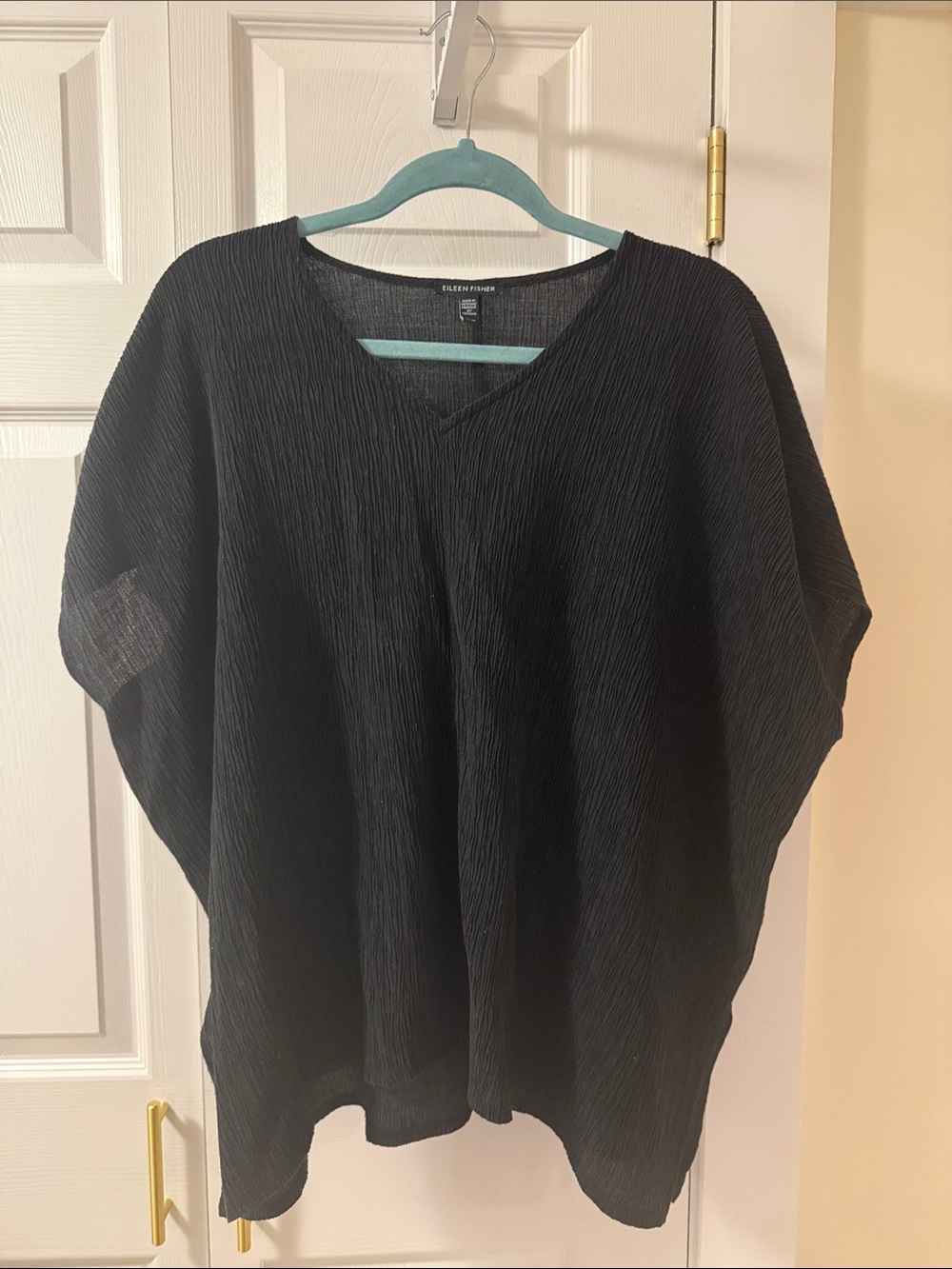 Eileen Fisher Black Textured V-Neck Tunic